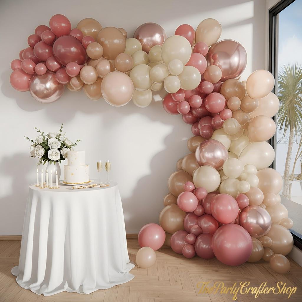 146 Pc Dusty Pink Balloon Arch Kit | Rose Gold Nude White Sand Garland | Baby Shower Wedding Birthday Decor