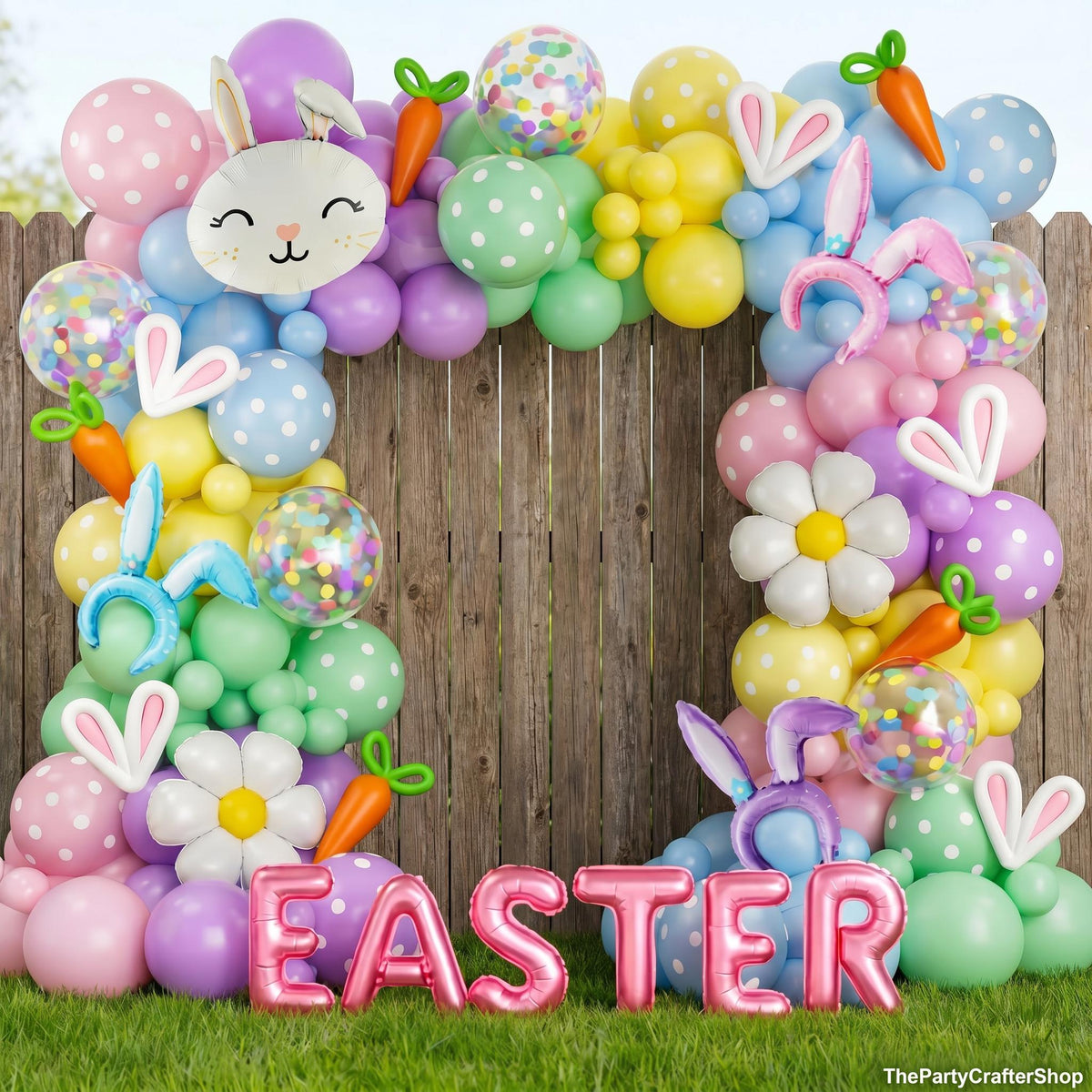 Pastel Easter Balloon Arch Garland Kit | Bunny, Daisy, Carrot Accents (Baby Shower, Birthday)