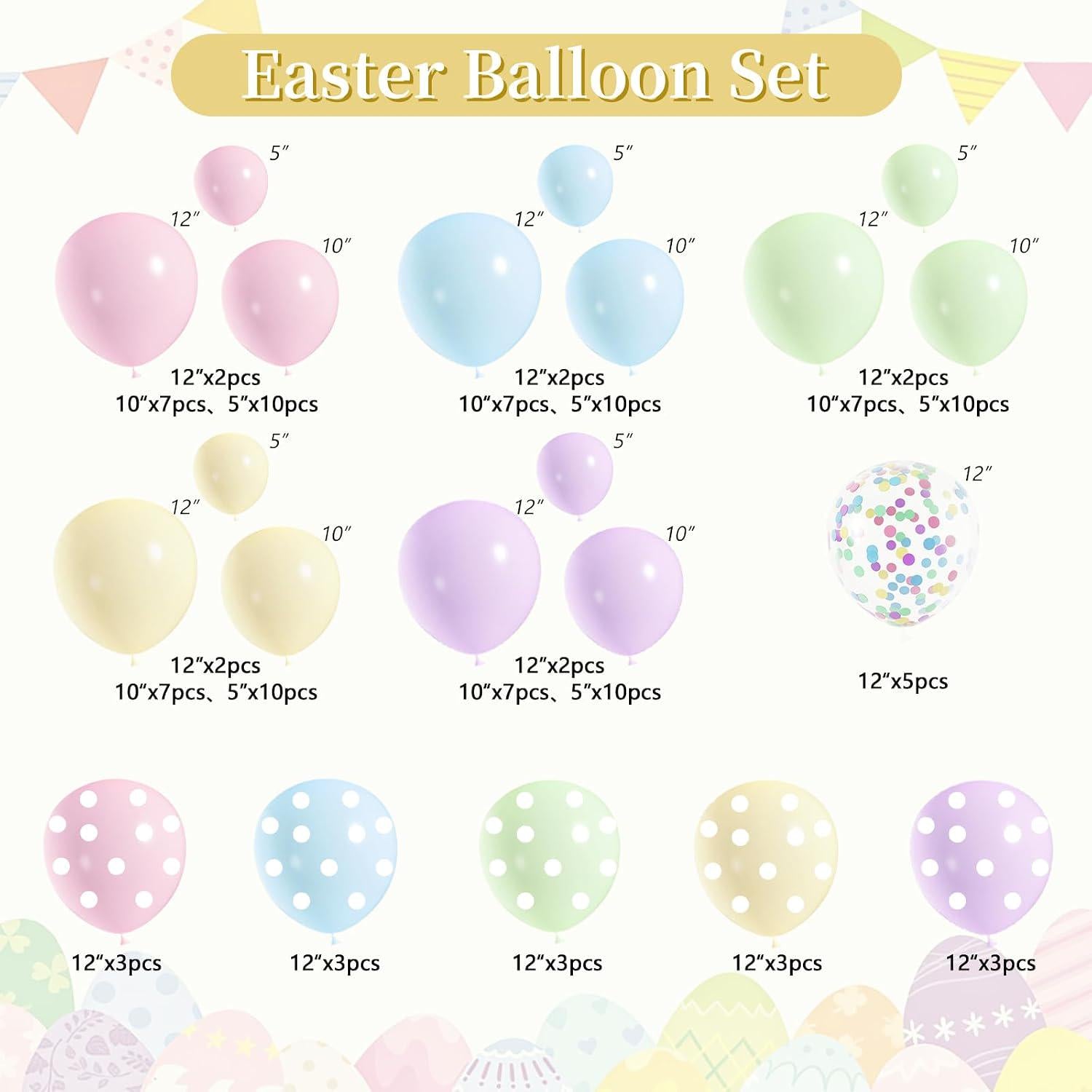 Pastel Easter Balloon Arch Garland Kit | Bunny, Daisy, Carrot Accents (Baby Shower, Birthday)