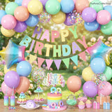 Pastel Birthday Decorations Set | Macaron Rainbow Balloons Banner Fringe Curtain | Girls Baby Shower Decor