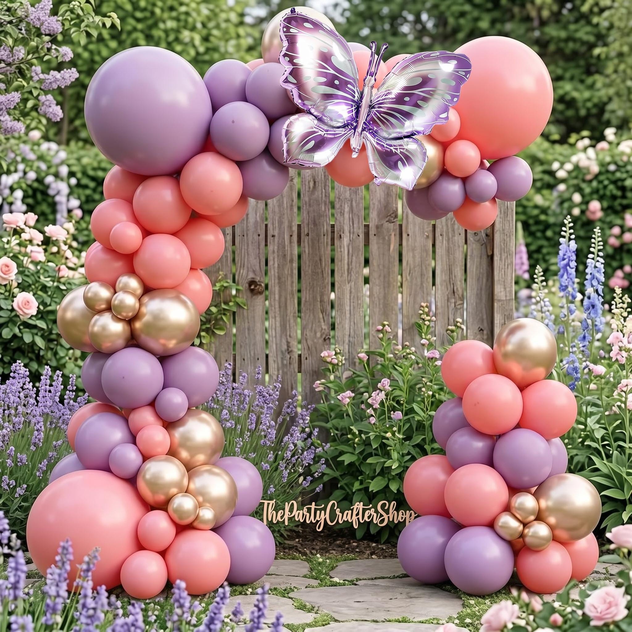 Fairy Butterfly Balloon Arch Kit | Dusty Pink, Purple, Gold Garland