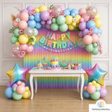 Pastel Macaron Balloon Arch Kit | Rainbow Fringe Backdrop, Birthday Banner, Baby Shower Decor