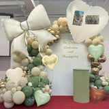 Heart Bow Balloons | Green Neutral Cream Gold Woodland Baby Shower Decor