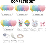 Pastel Rainbow Balloon Arch Kit | Bunny Chick Foil Balloons, Birthday Party Garland Decor