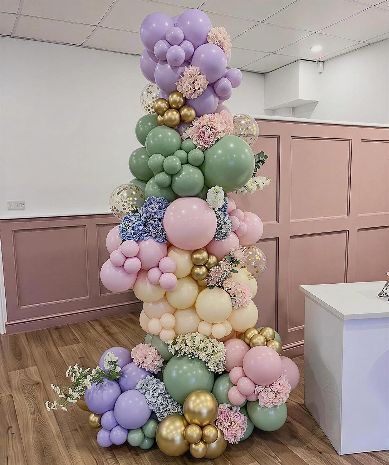 Pastel Balloon Arch Kit | Sage Green, Pink, Purple, Gold Confetti | Baby Shower, Wedding Decor