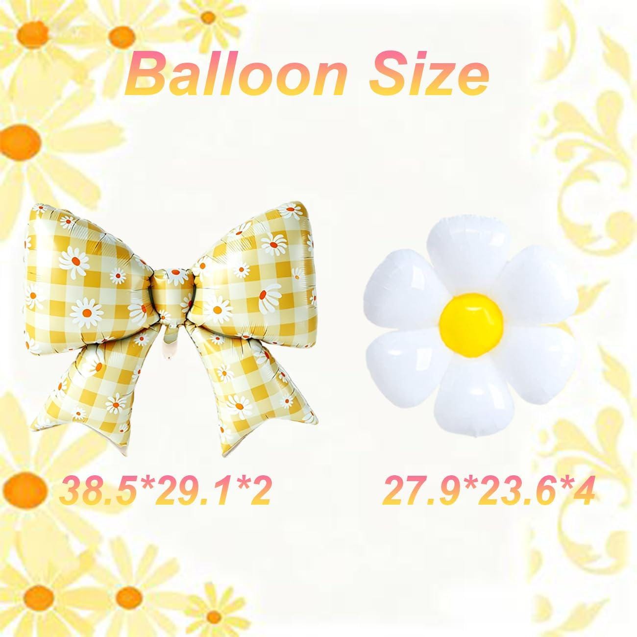 Daisy Bow Foil Balloons | Gingham Floral Party Decorations