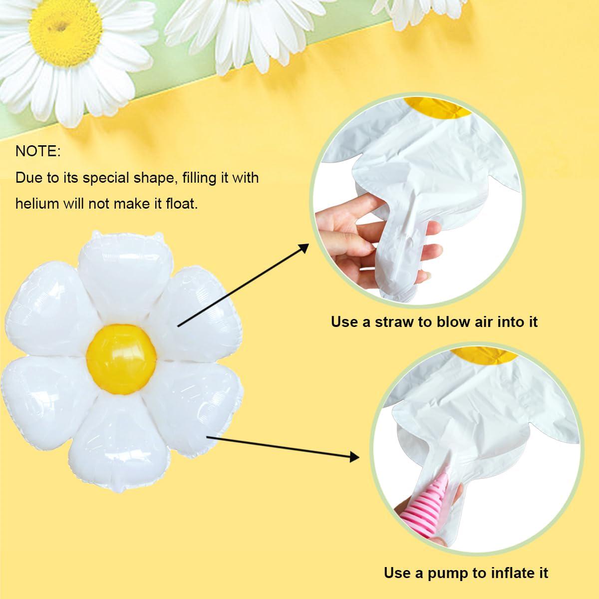 12 White Daisy Foil Balloons | Groovy Flower Party Decor