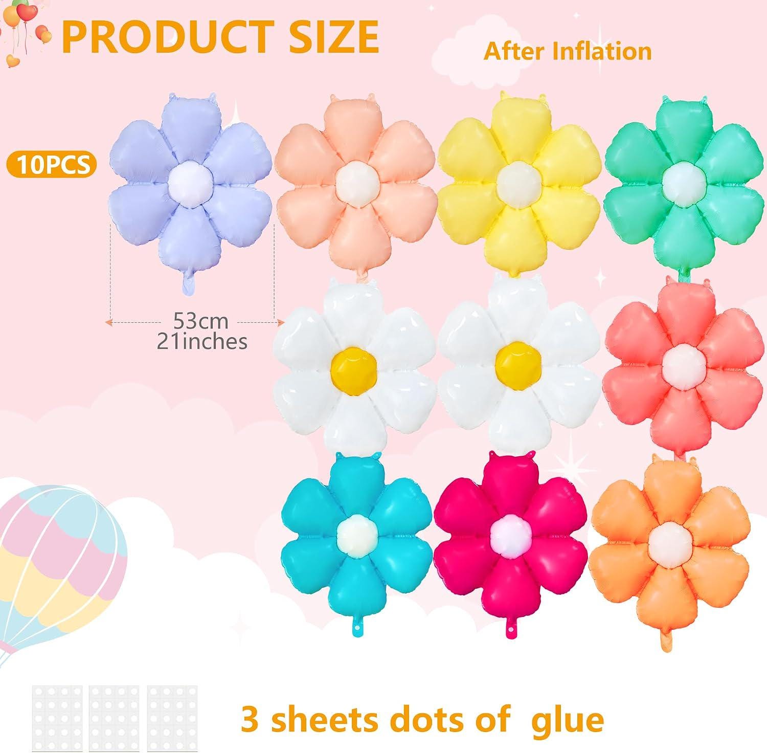 Colorful Daisy Flower Balloons | Groovy Party, Baby Shower, Spring Decor
