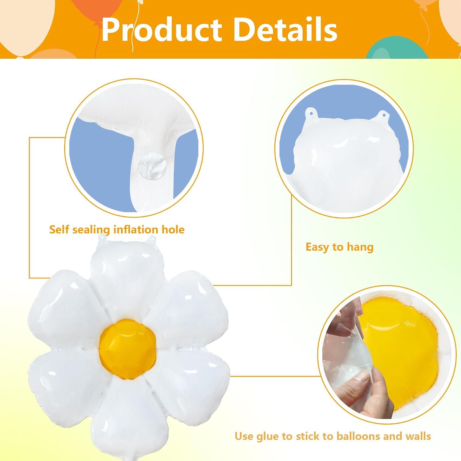 Colorful Daisy Flower Balloons | Groovy Party, Baby Shower, Spring Decor