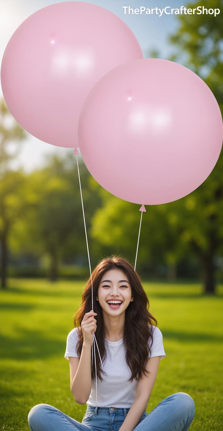 Macaron Pink Latex Balloons | 24 Inch Large Round Party Decor