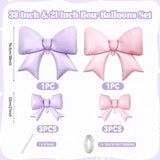 8 Pc Pink Purple Bow Foil Balloons | Pastel Party Decorations, Birthday, Baby Shower, Wedding