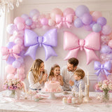 8 Pc Pink Purple Bow Foil Balloons | Pastel Party Decorations, Birthday, Baby Shower, Wedding