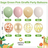 Sage Green Pink Deer Confetti Balloons | Woodland Baby Shower Decor