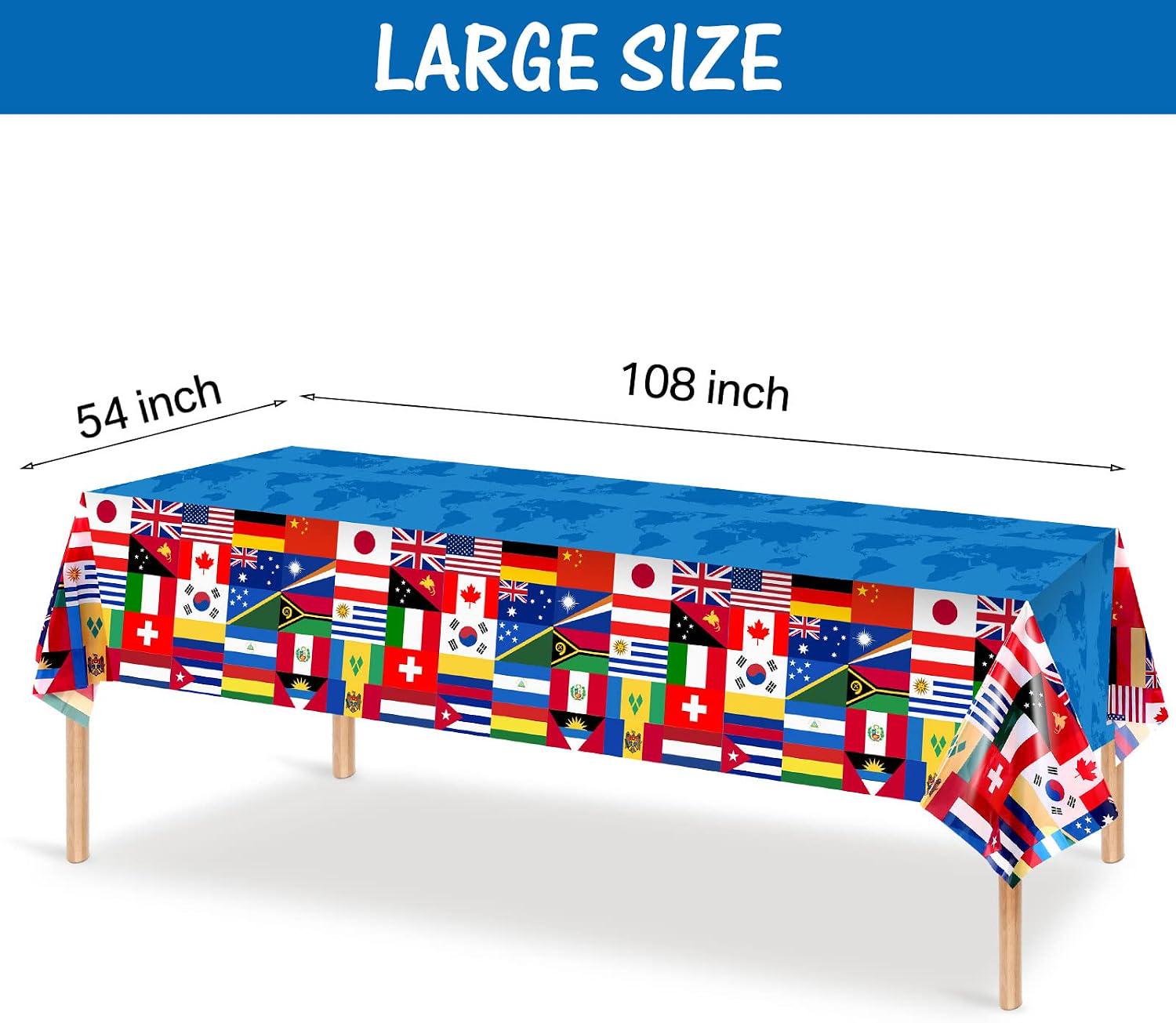 World Country Flags Table Cover: International Party Decor (108x54 Inch)