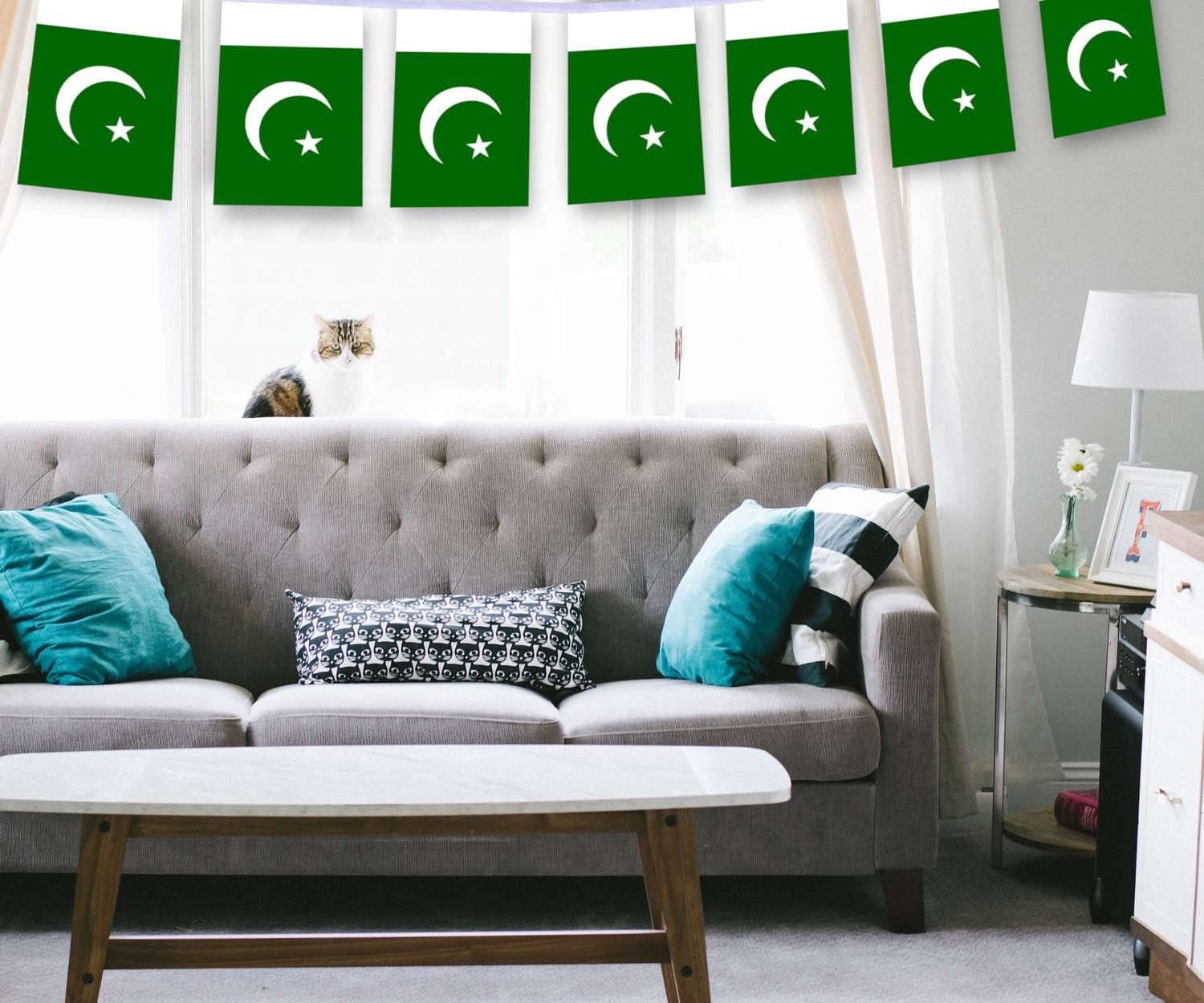 30 Pc Pakistan Flag Bunting | 32ft Pakistani String Banner Decorations
