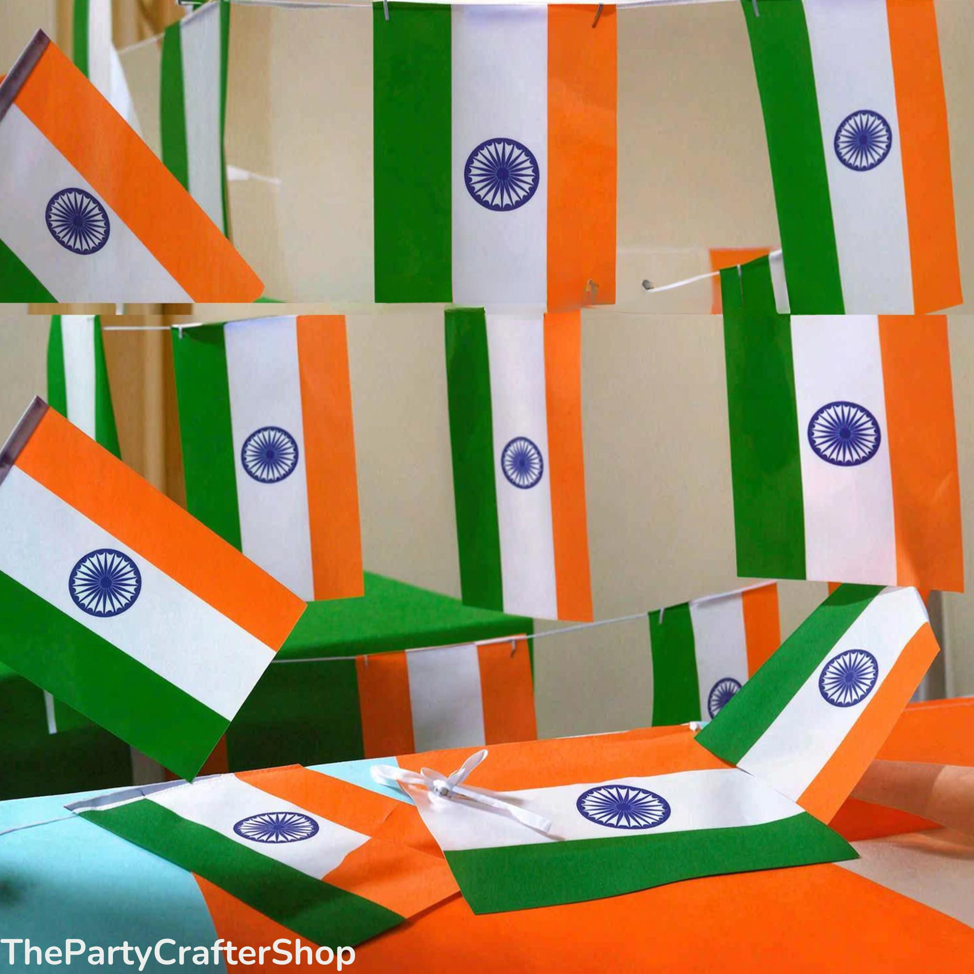India Flag Bunting Banner | 33ft 38 Pennants, Patriotic Decorations