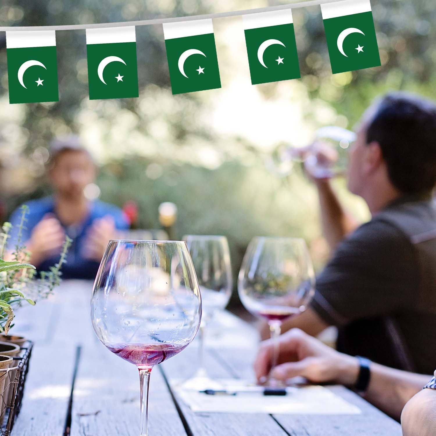 Pakistan Flag Bunting Banner | 30 Mini Pennant String Flags, 32ft, Party Decor