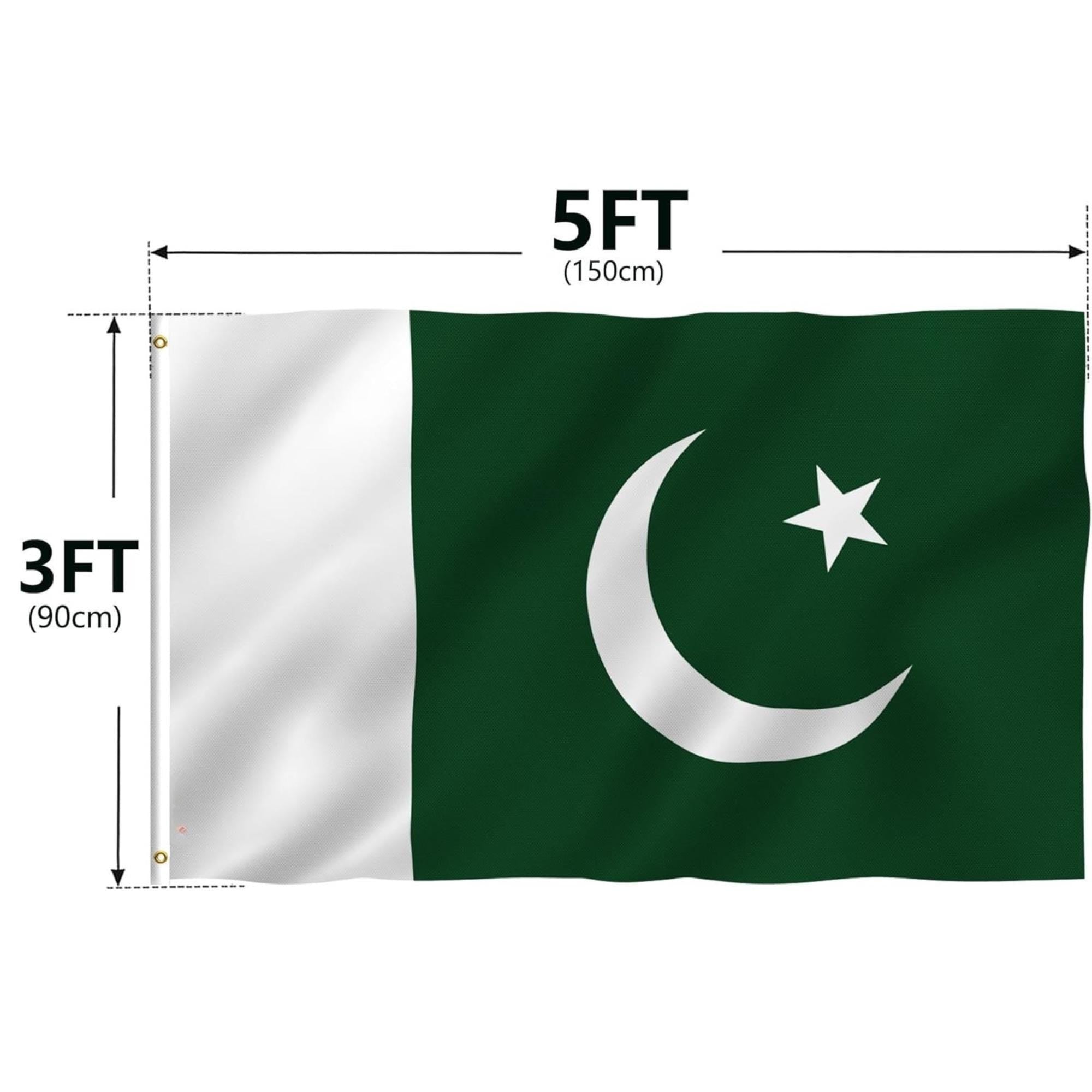 Pakistan Flag 3x5 Feet | Fade Resistant Polyester Outdoor Patriotic Decor