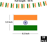 Indian Flag Banner Garland, 38 Mini Flags, Independence Day Party Decor