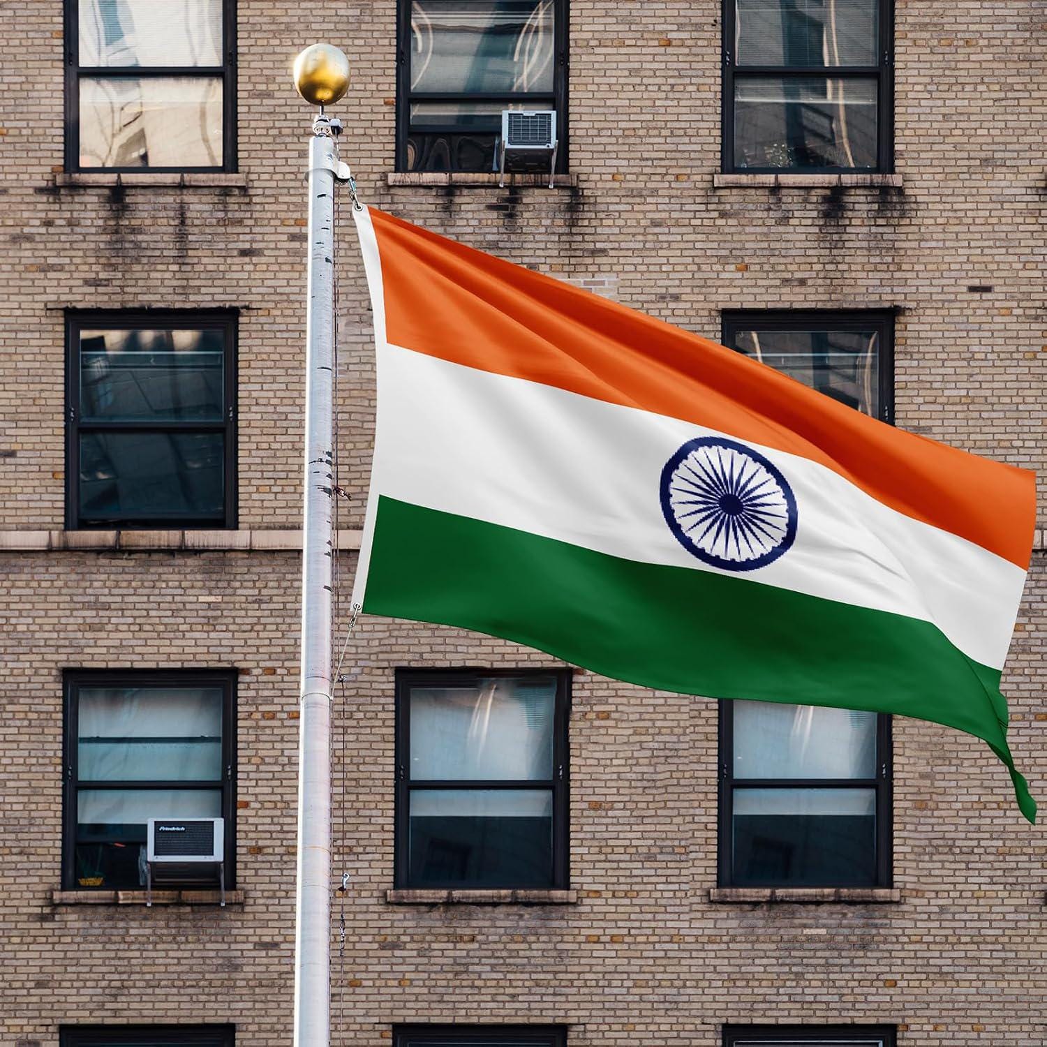 India Flag 3x5 Ft, Polyester Outdoor Banner, Fade Resistant, Brass Grommets