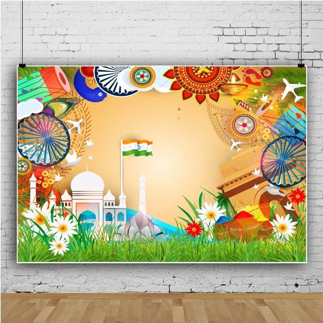 India Taj Mahal Festival Backdrop, Indian Flag Independence Day Vinyl Banner
