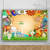 India Taj Mahal Festival Backdrop, Indian Flag Independence Day Vinyl Banner