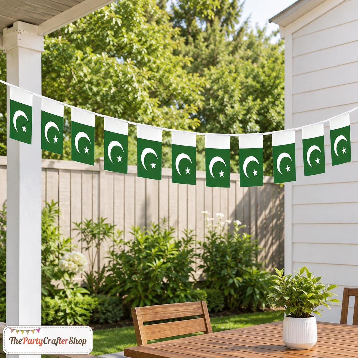 Pakistan Flag Banner Garland, 20 Mini Patriotic Party Decor, 16 Ft Outdoor Celebration