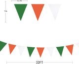 Orange Green White Fabric Pennant Banner, Triangle Flag Garland, Party Decoration