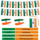 2 Pack Indian Flag Banner, 60 Ft Patriotic Garland, 60 Flags Celebration Decor