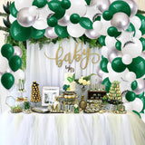 Emerald Green Silver White Balloon Arch Kit, Metallic Garland, Jungle Camo Birthday Decor