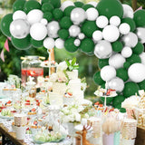 Dark Green White Silver Balloon Arch Garland Kit, Forest Metallic Party Decor