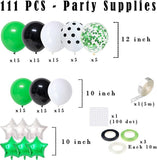 Green Black White Balloon Garland Kit, Soccer Birthday Arch, Jungle Safari Baby Shower Decoration