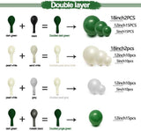 Emerald Green Cream Balloon Garland Kit, Double Stuffed Arch Decor (Birthday, Baby Shower)