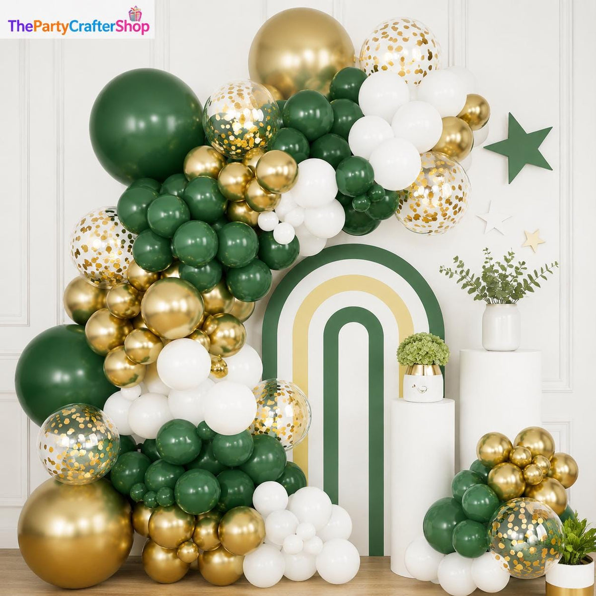 Emerald Green Gold Balloon Arch Kit, Jungle Party Decor, Birthday Baby Shower Garland