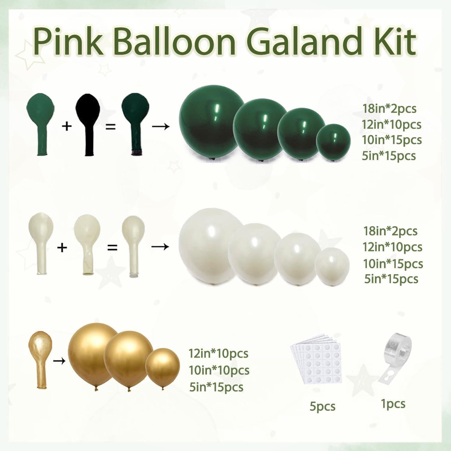 Emerald Green Gold Balloon Arch Kit, Safari Party Garland, Wedding Birthday Decor