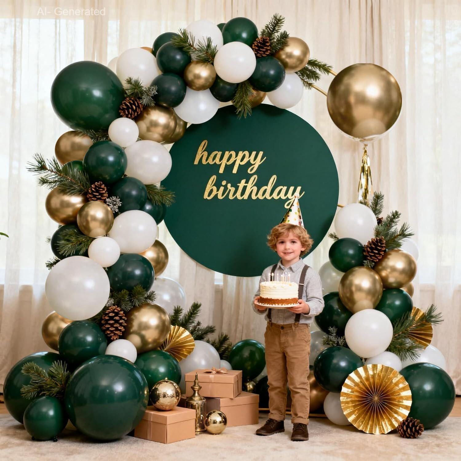 Emerald Green Gold Balloon Arch Kit, Safari Party Garland, Wedding Birthday Decor