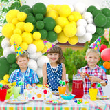 Green Yellow White Balloon Garland Arch Kit, Jungle Tractor Party Decor