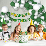 Dark Green Silver Balloon Arch Kit, Metallic White Garland, Birthday Party Decor