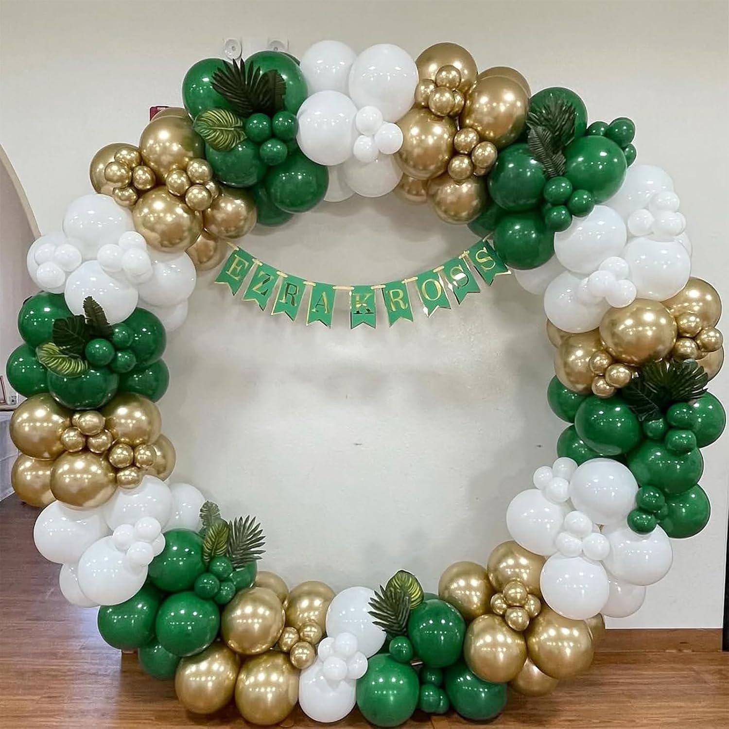 Emerald Green Gold Balloon Arch Garland Kit, Birthday Jungle Party Decor