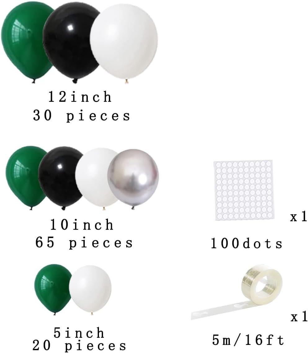 Dark Green Black Silver Balloon Garland Kit, Football Safari Camo Party Arch Decor