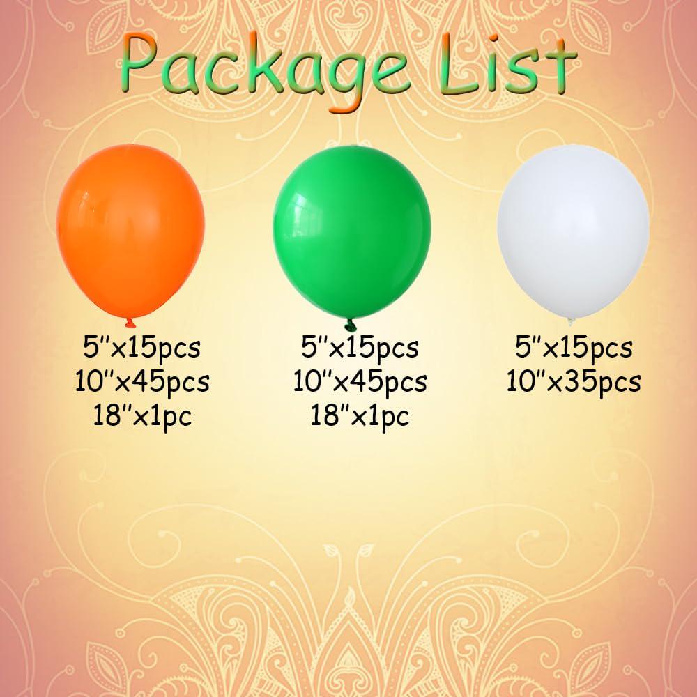 Green Orange White Balloon Arch Garland Kit, India Day Birthday Party Decoration