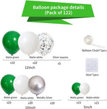 Green White Silver Balloon Arch Garland Kit, Metallic Party Decor