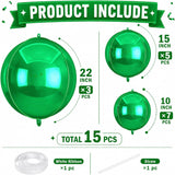 Green 4D Round Foil Balloons, Jungle Party Decoration Set