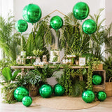 Green 4D Round Foil Balloons, Jungle Party Decoration Set