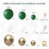 Emerald Green Gold Balloon Arch Kit, Hunter White Garland, Safari Birthday Party Decor