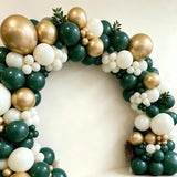 Emerald Green Gold Balloon Arch Kit, Hunter White Garland, Safari Birthday Party Decor