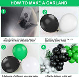 Green Black White Balloon Garland Kit, Football Birthday Arch, Boys Sports Party Decoration