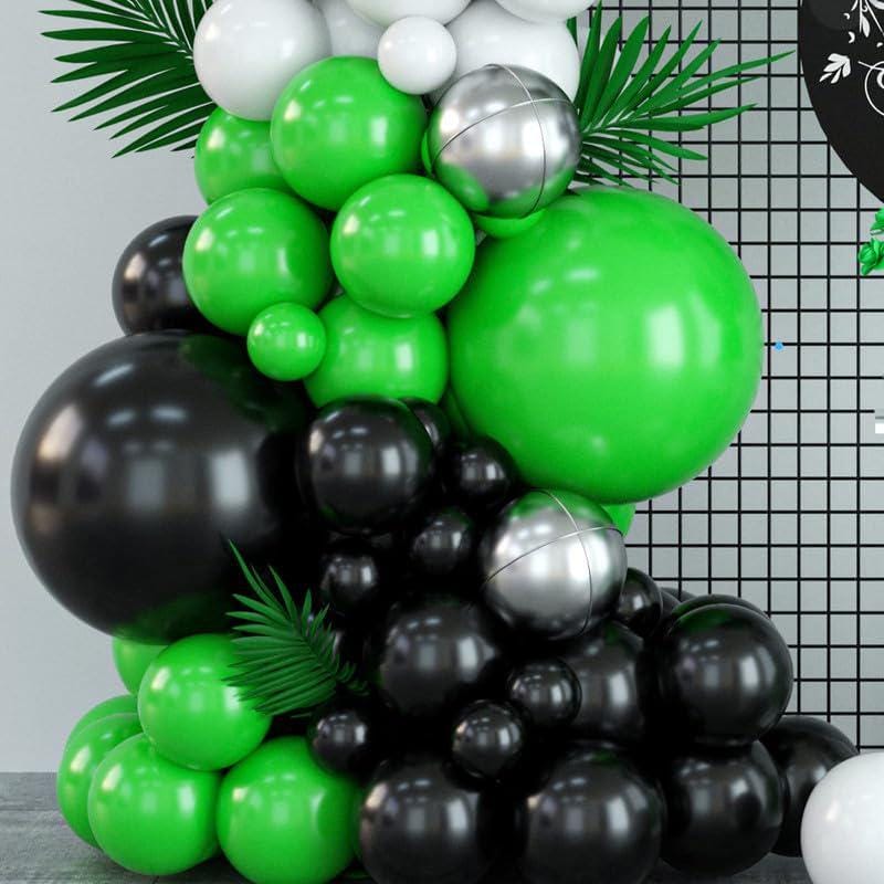 Green Black White Balloon Garland Kit, Football Birthday Arch, Boys Sports Party Decoration