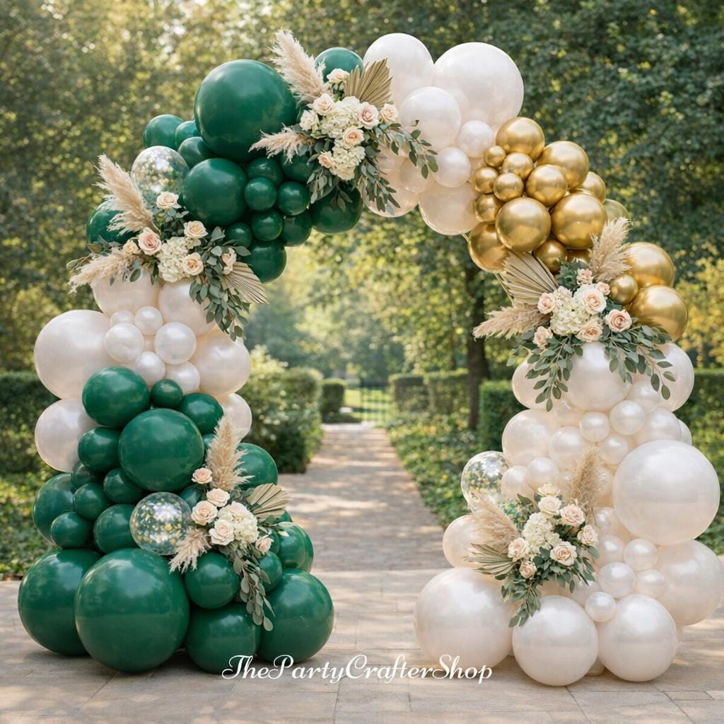 Emerald Green Balloon Arch Kit, Double Stuffed Garland, Wedding Birthday Baby Shower Decor