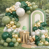 Emerald Green Gold Balloon Arch Kit, Double Stuffed Forest Party Garland